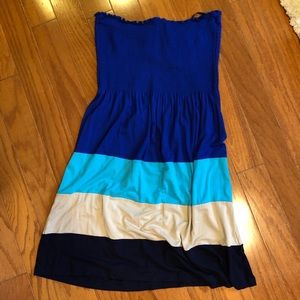 Strapless blue dress